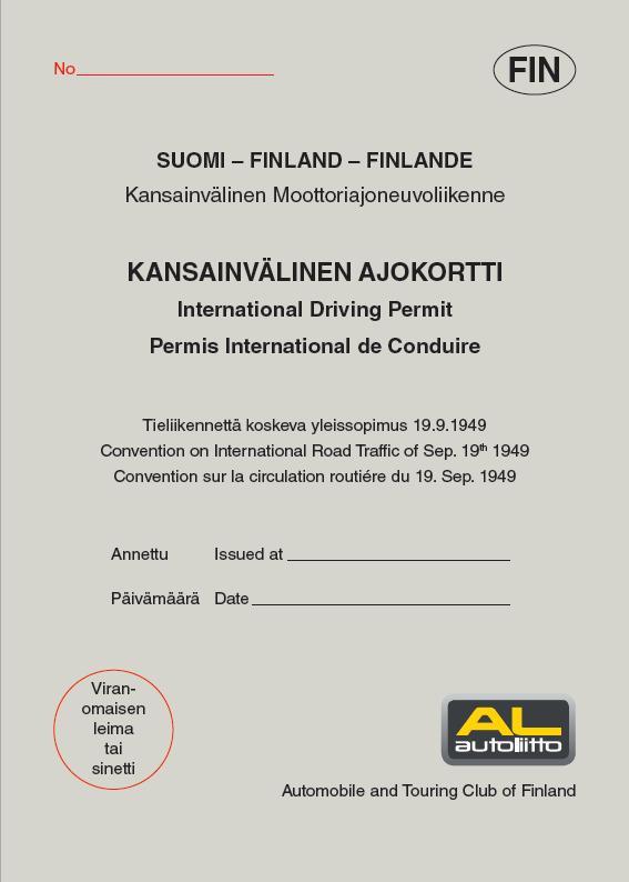 Finland International Driving Permit Official Document