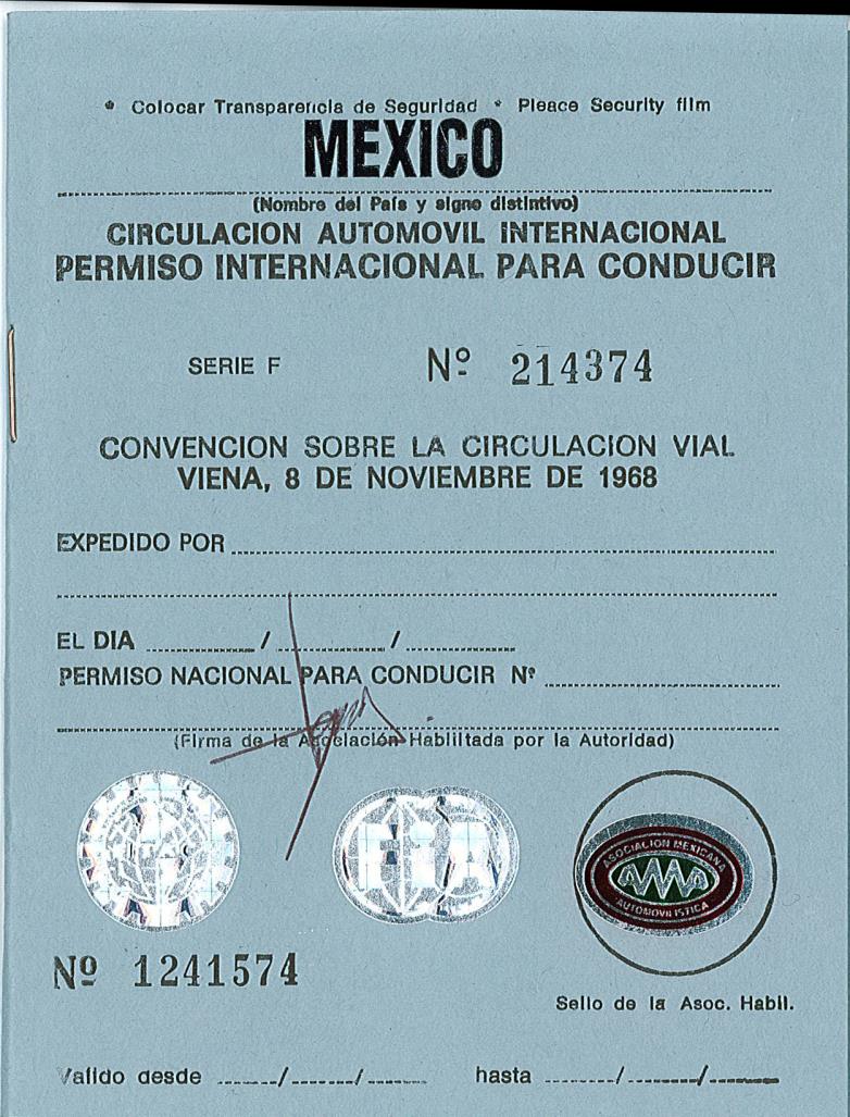 permit to travel by car to mexico