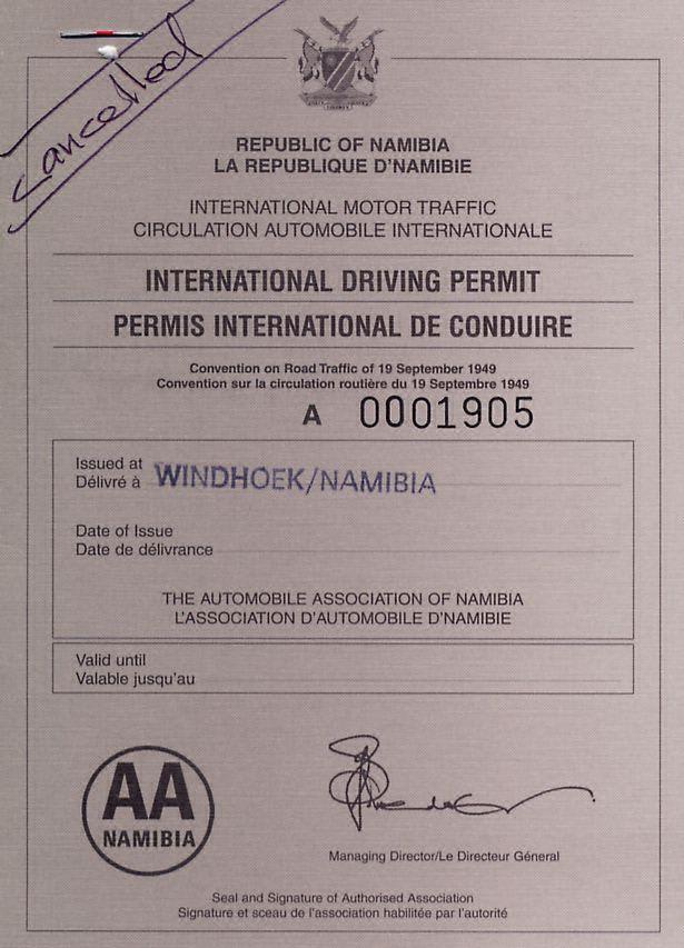 Namibia International Driving Permit