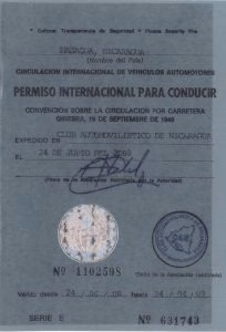 Никарагуа IDP booklet